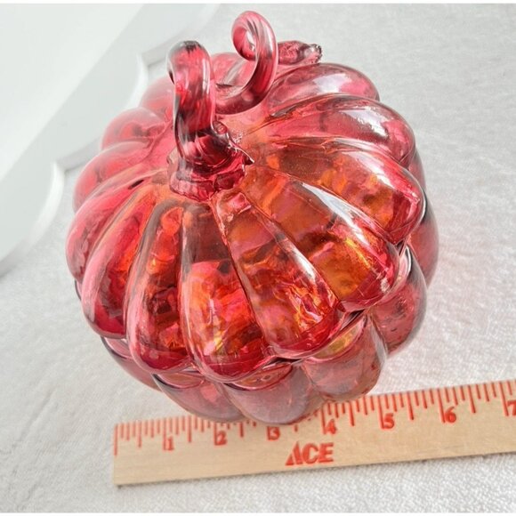 VTG Pink Glass Pumpkin Candy Dish Storage Container 5.5"D x 6"H Trinket Dish - Picture 10 of 12